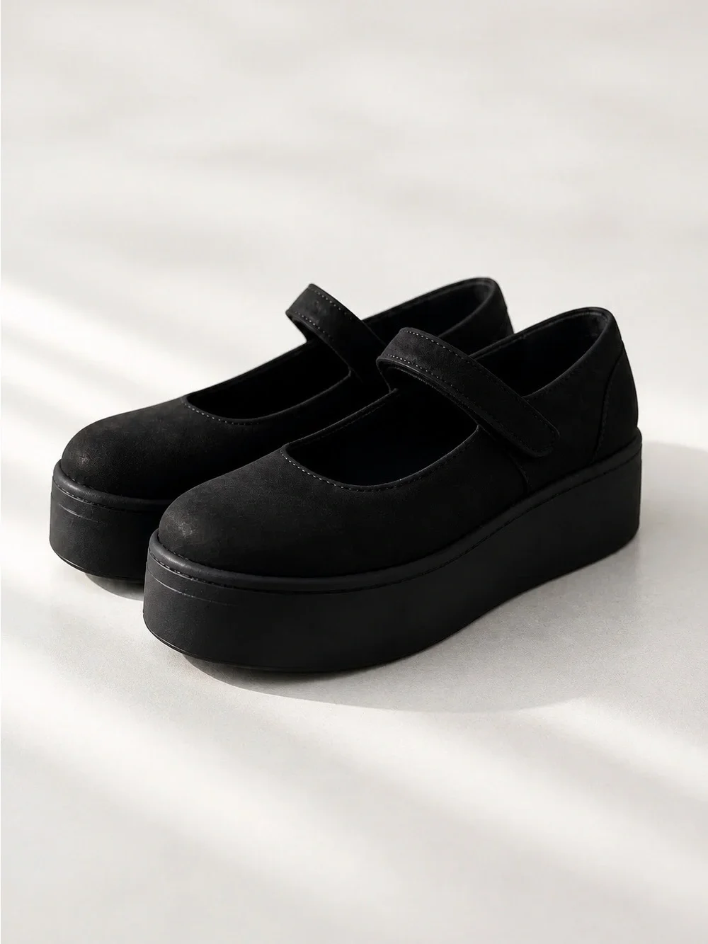 Berry Button Tokyo Bopper Black Ballerina Platform Black Sude Women's Shoes 7
